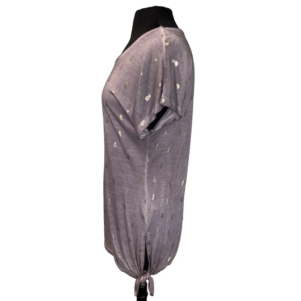 Dantelle Side Tie Tunic Women's M Purple Gold‎ Pineapple Summer Vacation